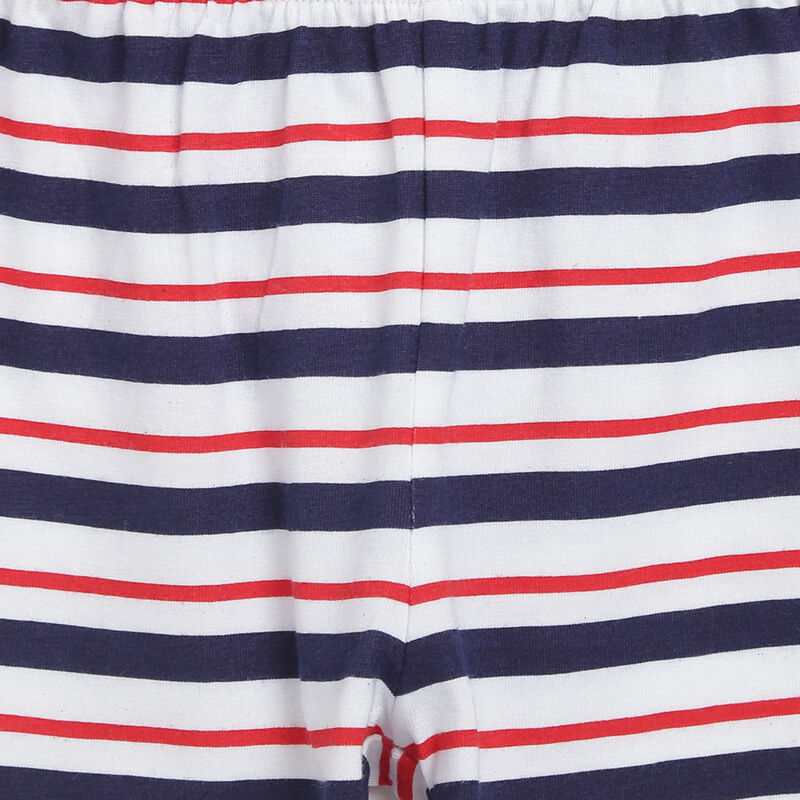 Girls Red Striped 2 Pc Set T-shirt with Short Trouser image number null